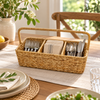 3-Compartment Woven Cutlery Organizer Basket