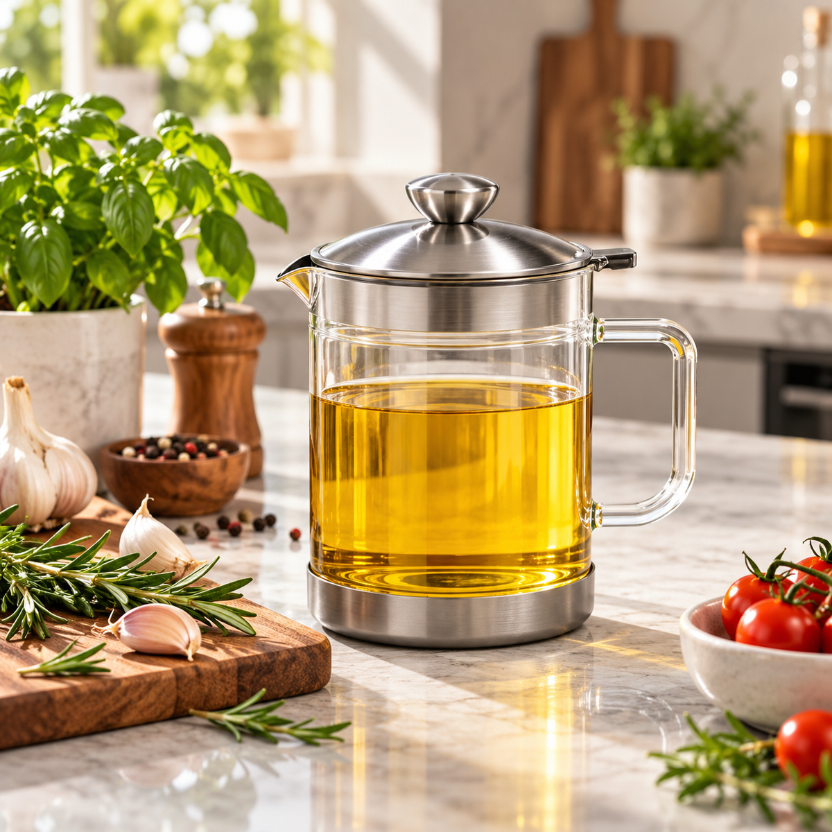 1L Glass Cooking Oil Dispenser Jug