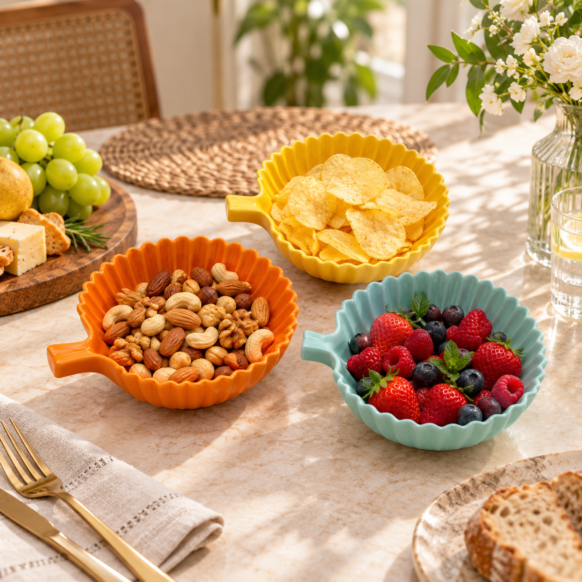 Leaf-Shaped Ceramic Snack Bowl