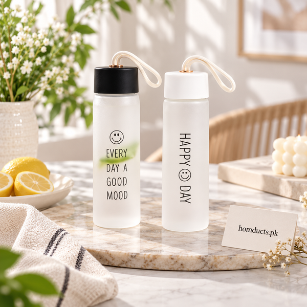 400ml frosted glass bottle with carry strap