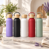 500ml vacuum bottle with bamboo lid in assorted colors