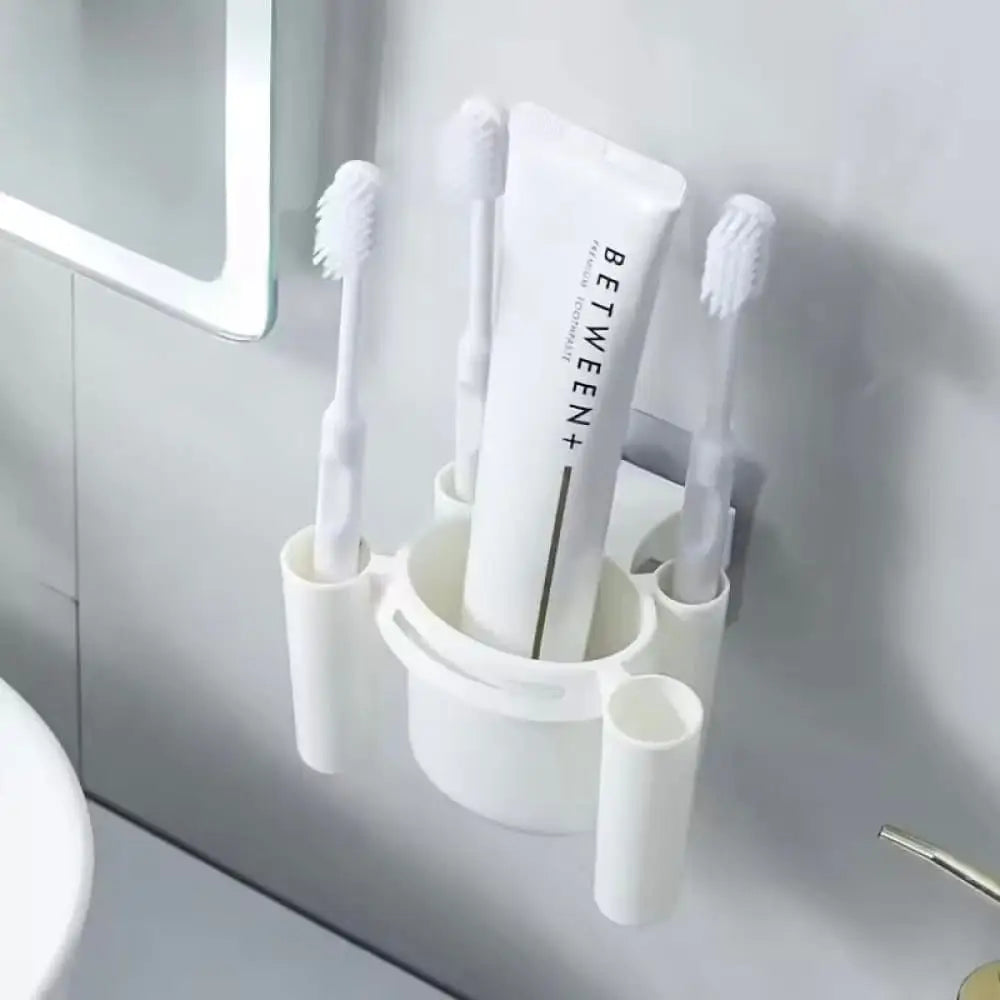 No-Drill Wall Mount Toothbrush Holder Shelf with Cup | Bathroom Organizer