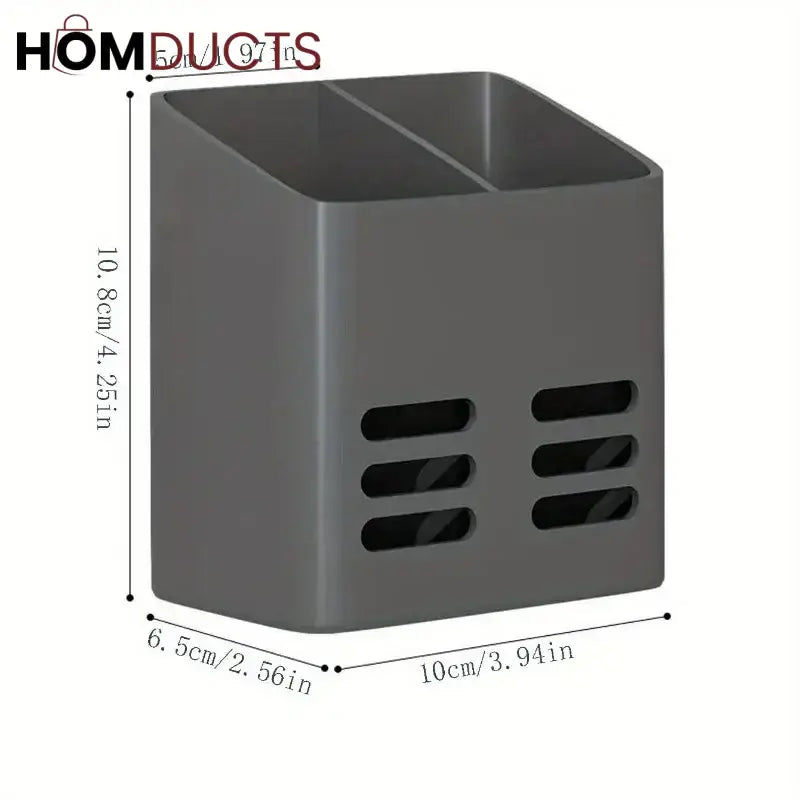 WALL-MOUNTED CUTLERY RACK – NO-DRILL SPACE-SAVING WITH DRAINING BASKET