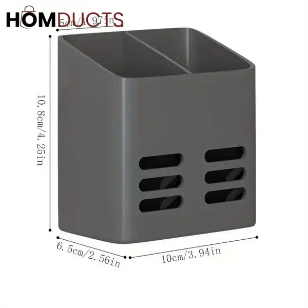 WALL-MOUNTED CUTLERY RACK – NO-DRILL SPACE-SAVING WITH DRAINING BASKET
