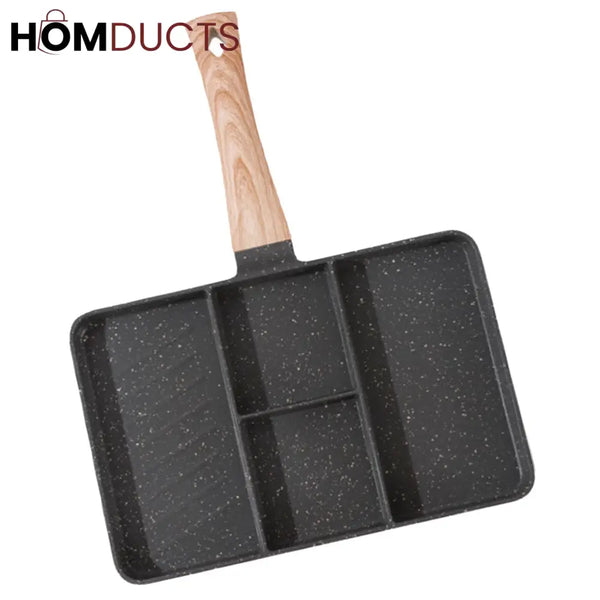 Non Stick 4 Section Divided Grill Frying Pan – Multi Compartment Skillet for Cooking Meat Dumplings & Vegetables