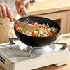 Non-Stick Carbon Steel Wok Pan Stir Fry Pan with Wooden Handle for Gas & Induction Cooktops