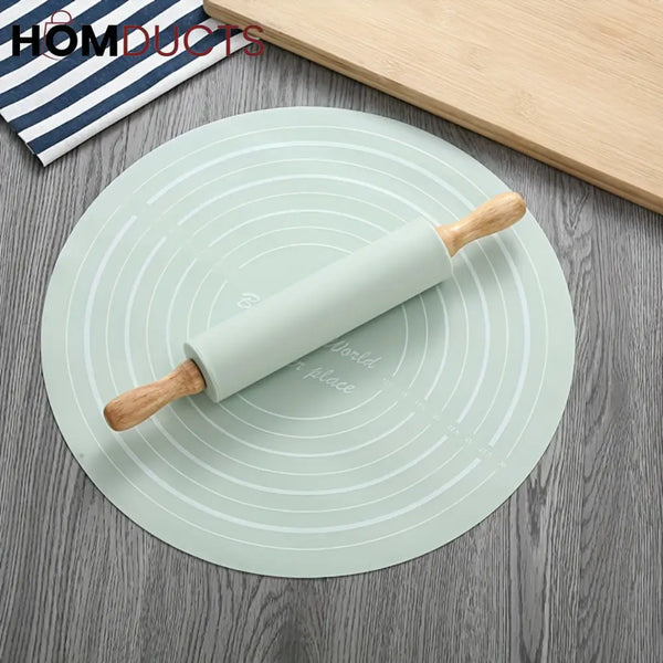Non-Stick Silicone Dough Rolling Mat with Rolling Pin – Heat-Resistant Insulation Pad for Baking & Pastry Prep