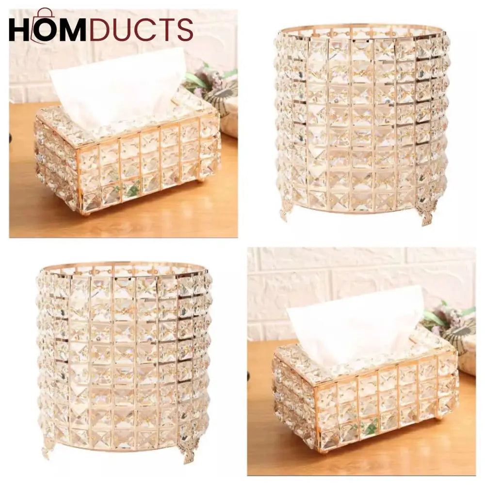 Nordic Crystal Tissue Box With Dustbin