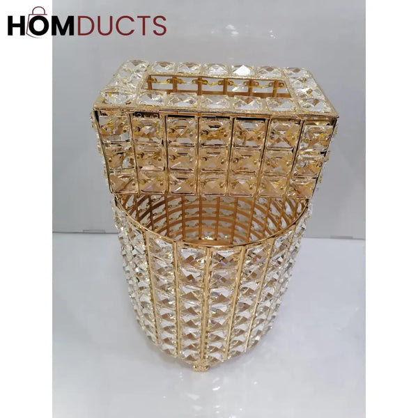 Nordic Crystal Tissue Box With Dustbin