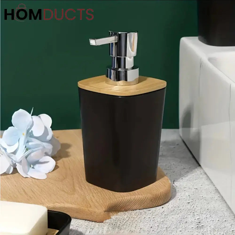 Nordic Luxe 4-Piece White Bathroom Accessory Set with Bamboo Accents