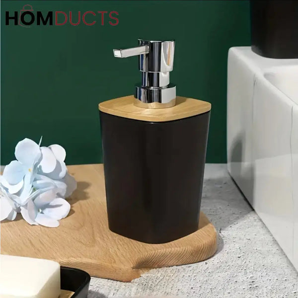 Nordic Luxe 4-Piece White Bathroom Accessory Set with Bamboo Accents