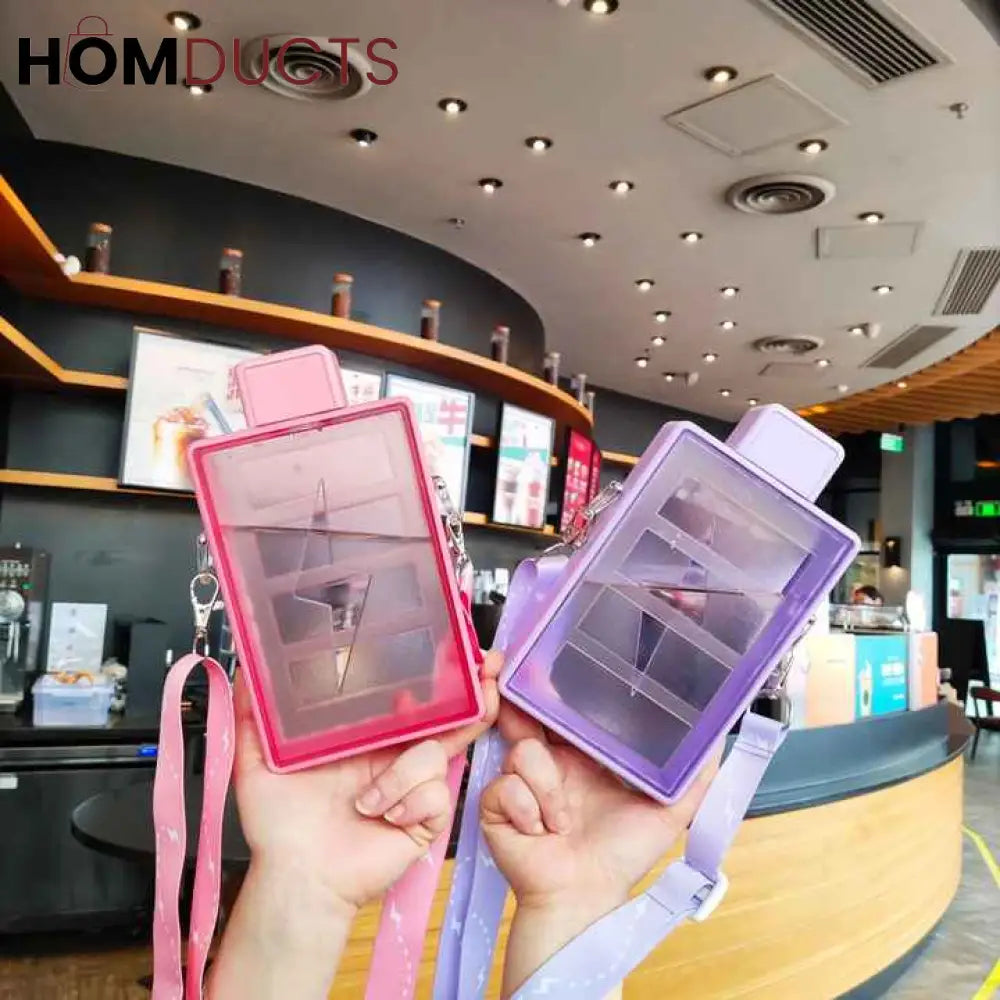 Notebook Design Portable Water Bottle with Adjustable Strap - Leakproof & Durable