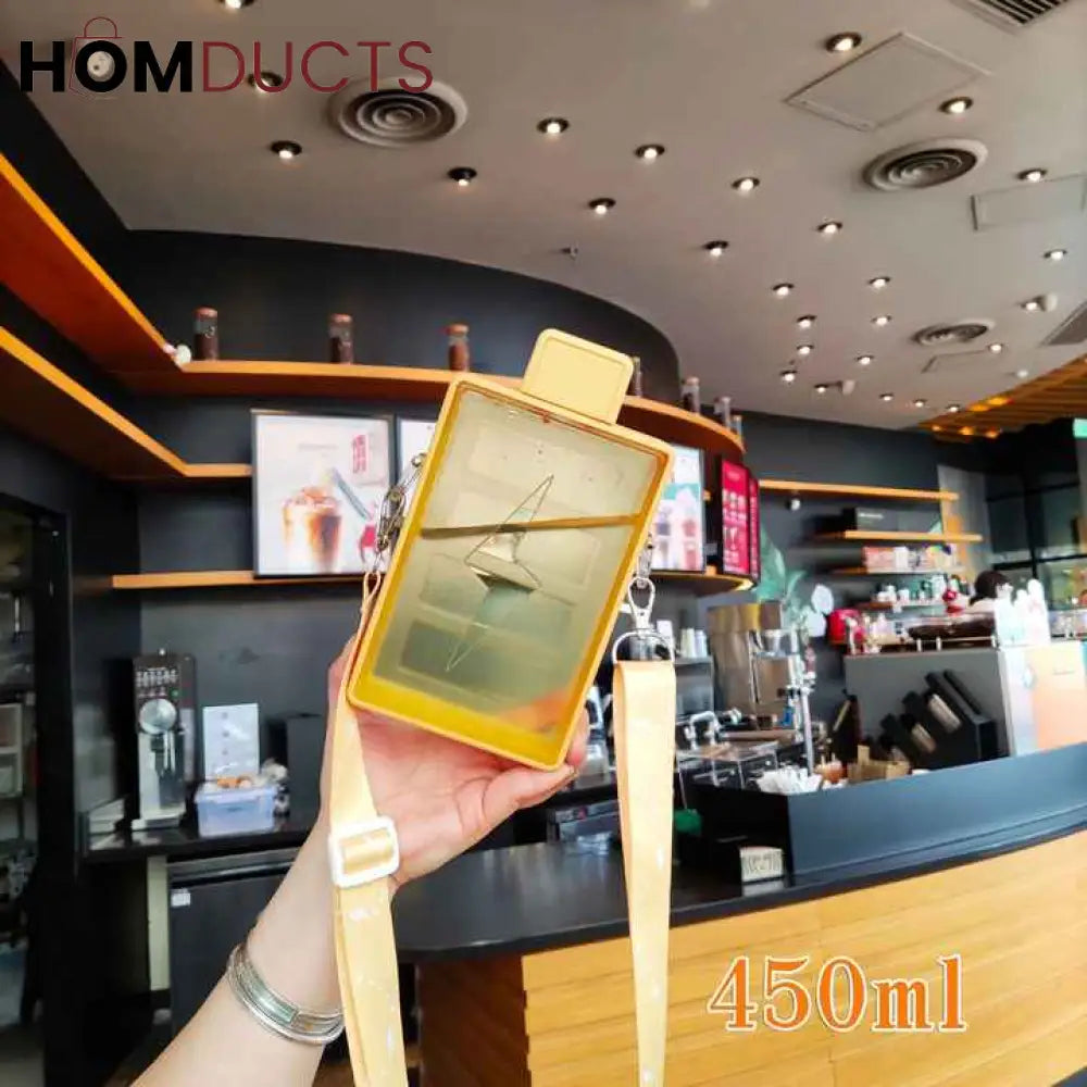 Notebook Design Portable Water Bottle with Adjustable Strap - Leakproof & Durable