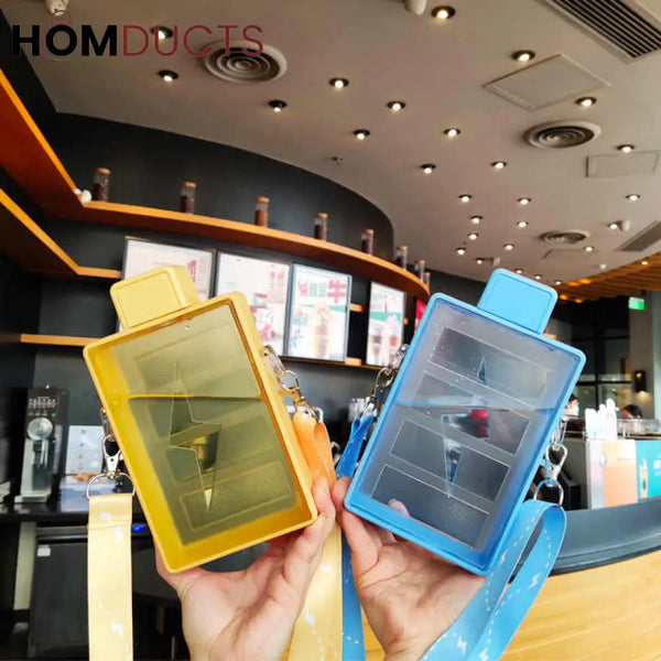 Notebook Design Portable Water Bottle with Adjustable Strap - Leakproof & Durable