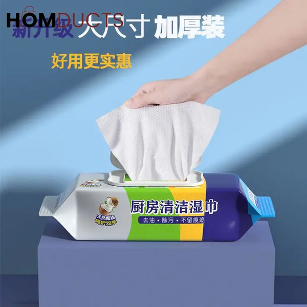 Oil & Grease Remover Kitchen Cleaning Wipes – Wash Free & Gentle on Hands