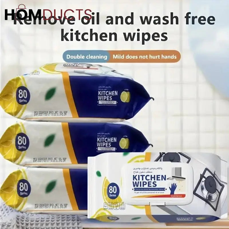 Oil & Grease Remover Kitchen Cleaning Wipes – Wash Free & Gentle on Hands