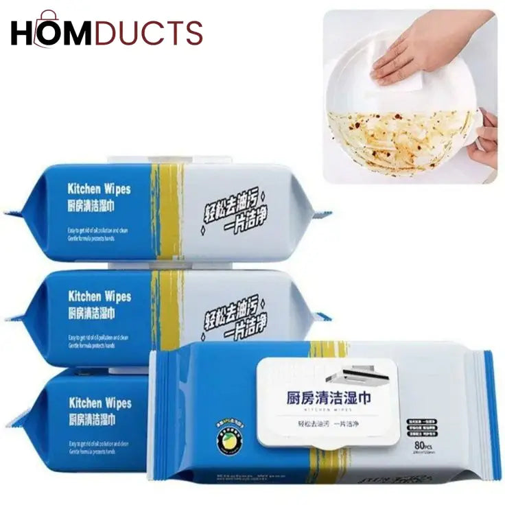 Oil & Grease Remover Kitchen Cleaning Wipes – Wash Free & Gentle on Hands