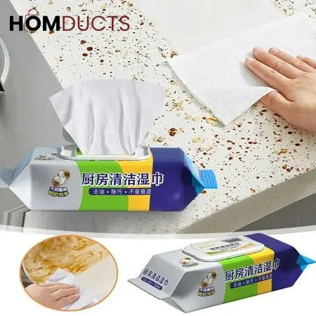 Oil & Grease Remover Kitchen Cleaning Wipes – Wash Free & Gentle on Hands