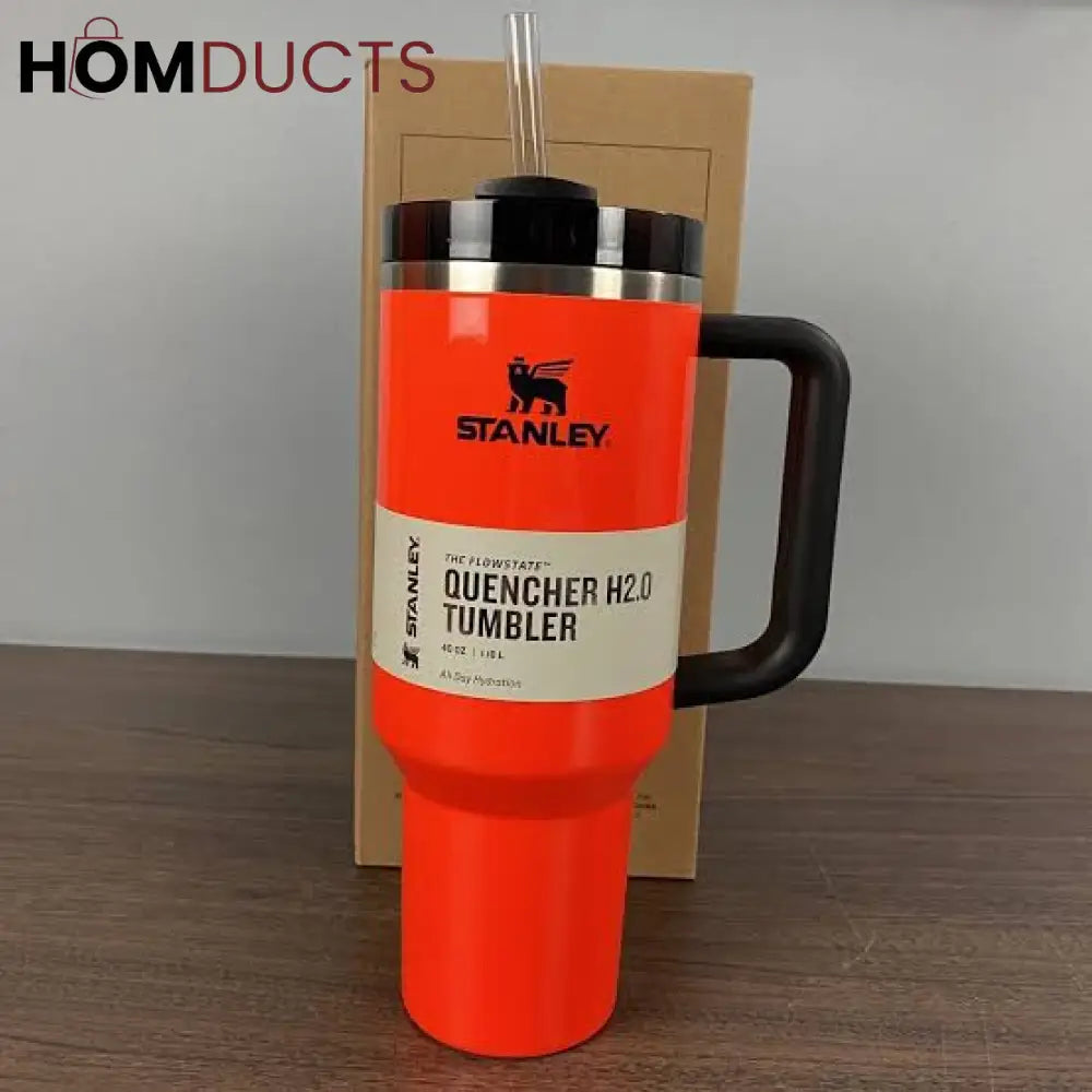 Orange Stanley Quencher H2.0 Tumbler 40oz - Insulated Hydration Mug