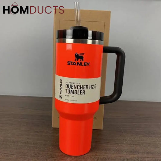 Orange Stanley Quencher H2.0 Tumbler 40oz - Insulated Hydration Mug