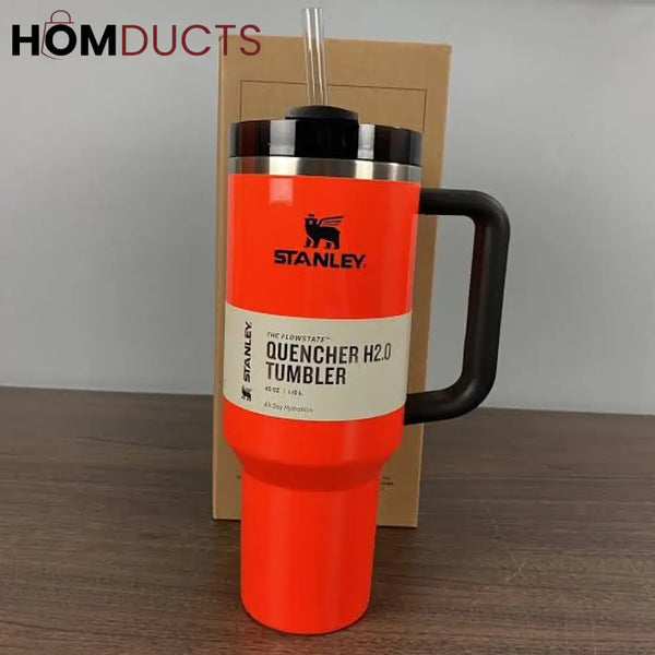 Orange Stanley Quencher H2.0 Tumbler 40oz - Insulated Hydration Mug