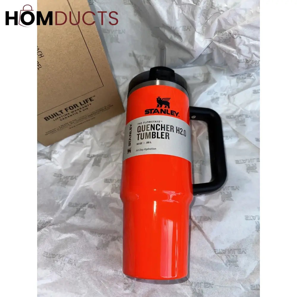 Orange Stanley Quencher H2.0 Tumbler 40oz - Insulated Hydration Mug