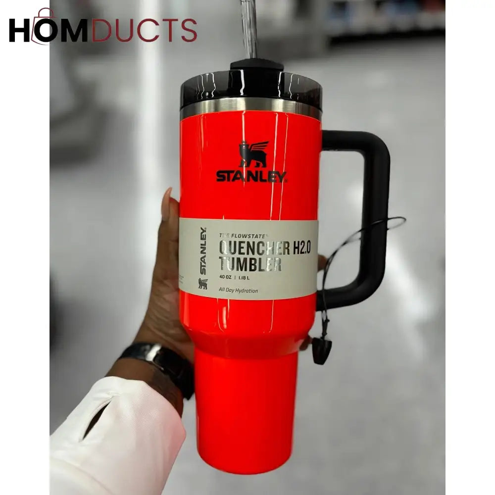 Orange Stanley Quencher H2.0 Tumbler 40oz - Insulated Hydration Mug