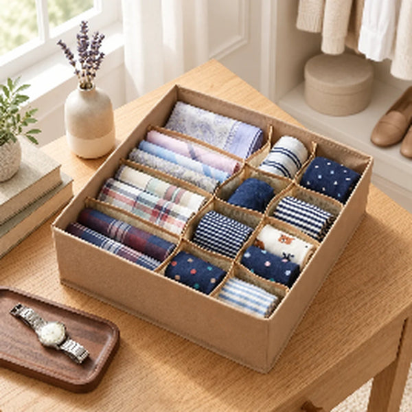 Divided drawer organizer for socks and accessories
