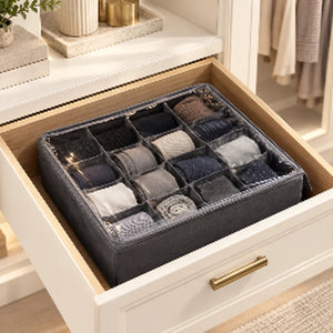 Transparent grid drawer organizer for watches and accessories