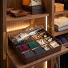 Covered accessory organizer in wardrobe