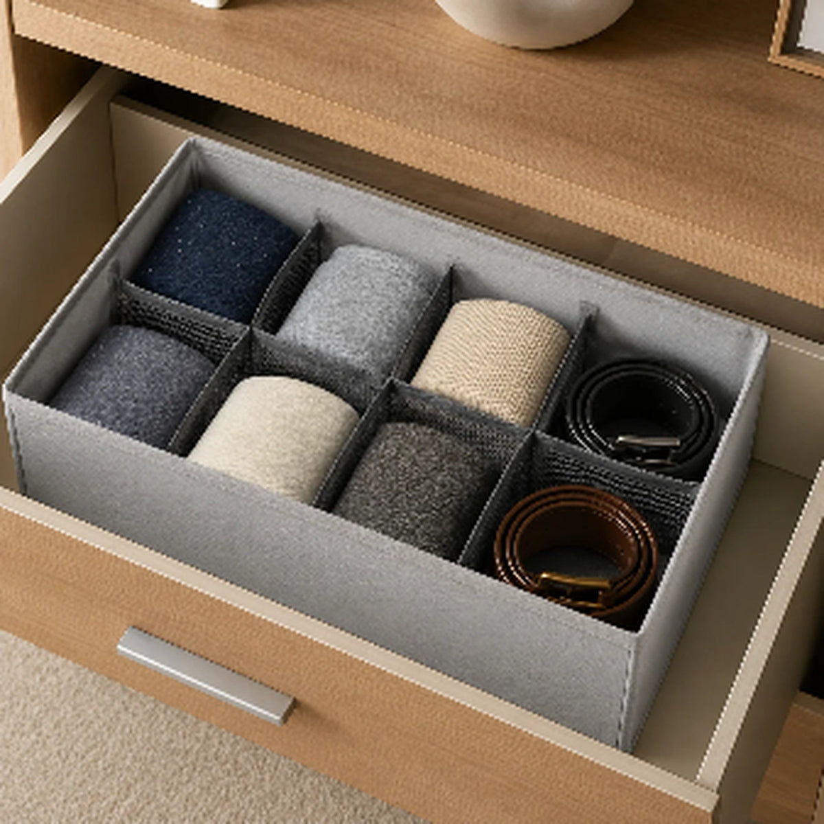 Gray 8-grid fabric drawer organizer