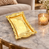 Ornate gold rectangular ginkgo leaf tray