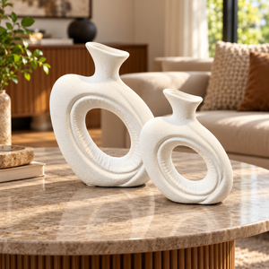 Modern Oval Loop Decorative Vase Set – 2 Pieces