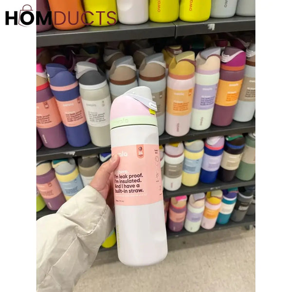 Owala 40 oz Stainless Steel Insulated Water Bottle with Built-In Straw – Leak-Proof & BPA-Free – Pastel Pink & White