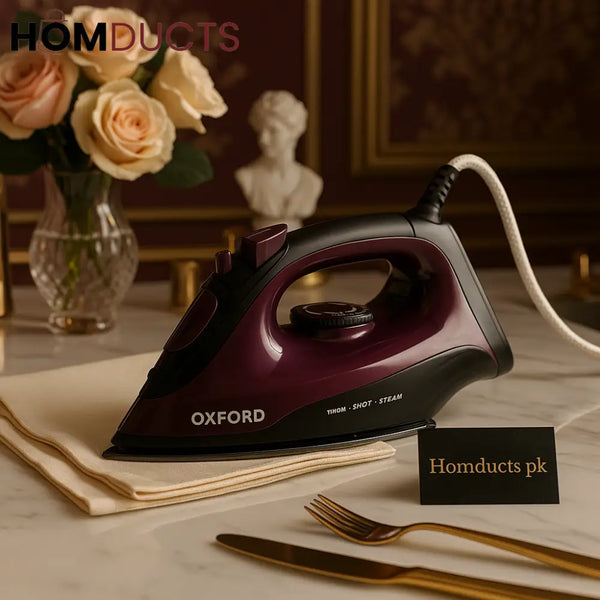 Oxford Deluxe Steam Iron – Nonstick Ceramic Plate with Spray & Shot Burst