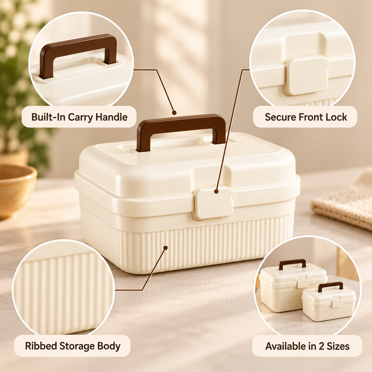Portable Multipurpose Storage Box with Handle & Lock feature details