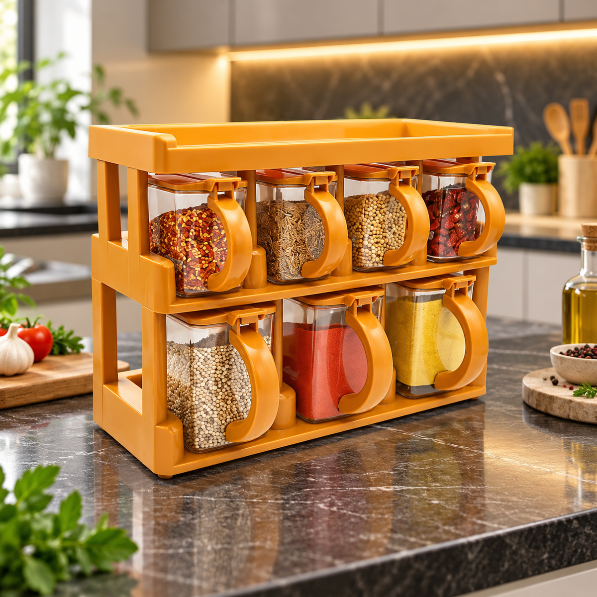 7-Piece Master Chef Spice Jar Rack Set with Easy-Grip Handles lifestyle image