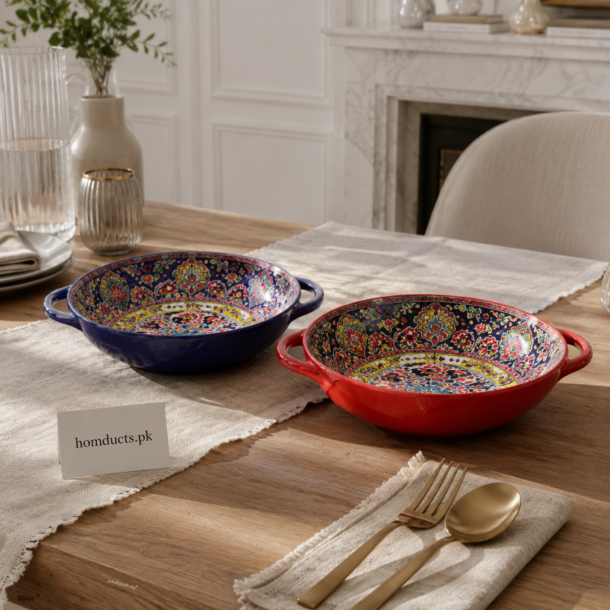 Premium 9-Inch Double Handle Ceramic Bowl