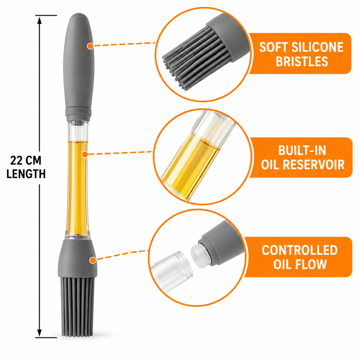 Silicone oil basting brush features