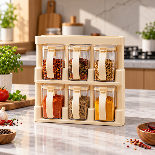 6-Piece Master Chef Spice Jar Organizer Set with Rack lifestyle image