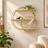 Gold double round wall shelf