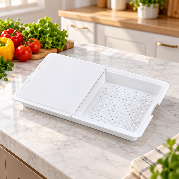 2-in-1 Cutting Board with Integrated Drain Basket lifestyle image
