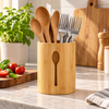 Bamboo cutlery holder with spoon cutout