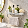 Adhesive Wall-Mounted Acrylic Bathroom Shelf with Towel Bar lifestyle image