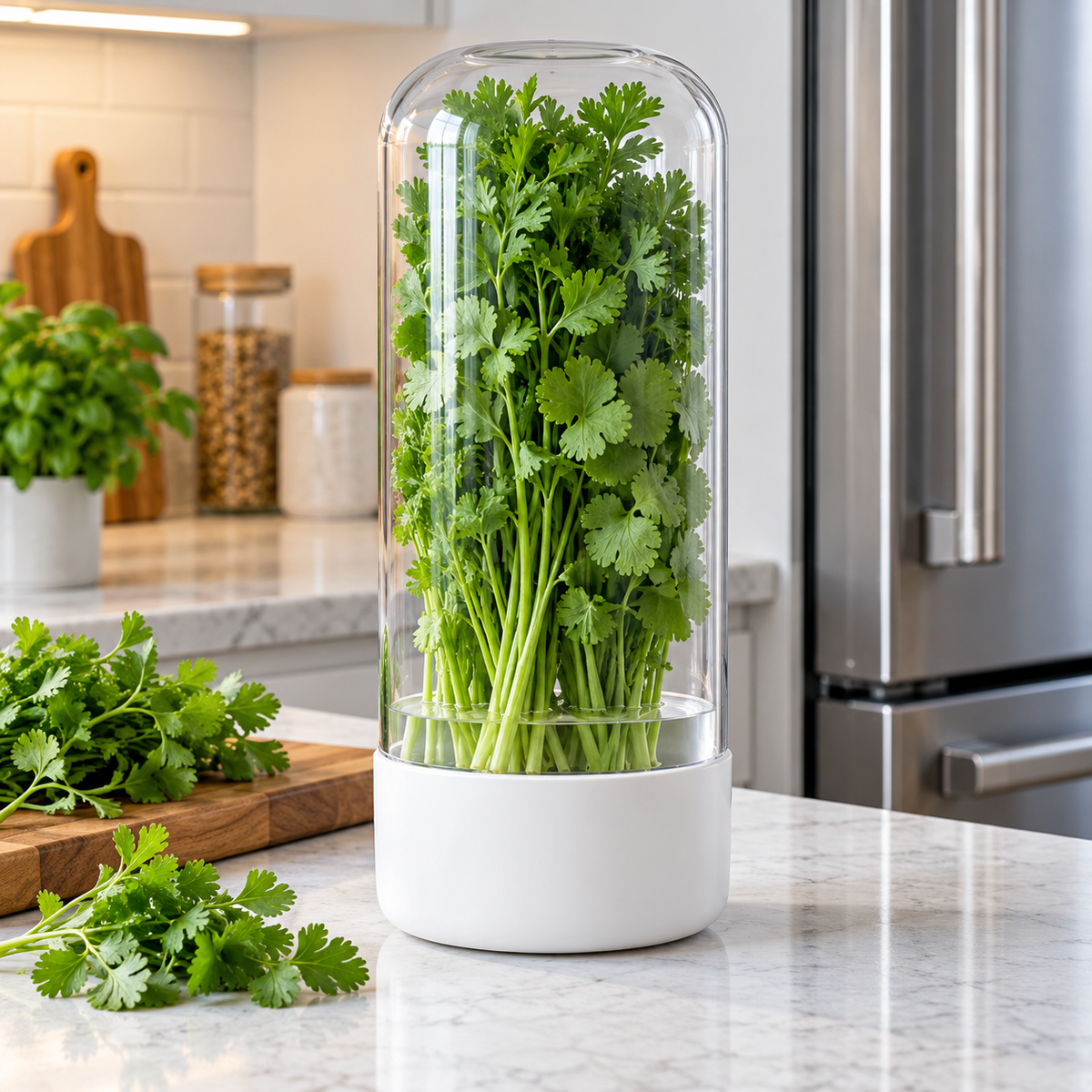 Countertop herb saver with clear cover