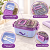 Square Lunch Box with Detachable Compartment, Spoon & Fork feature details