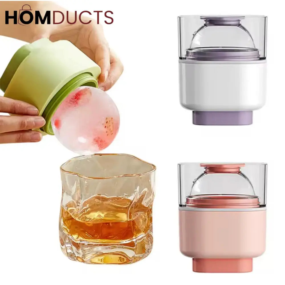 Pastel Ice Ball Mold – Reusable Round Ice Mak