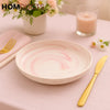 Pastel Marble Ceramic Dinner Plate – Elegant Round Tableware for Modern Dining