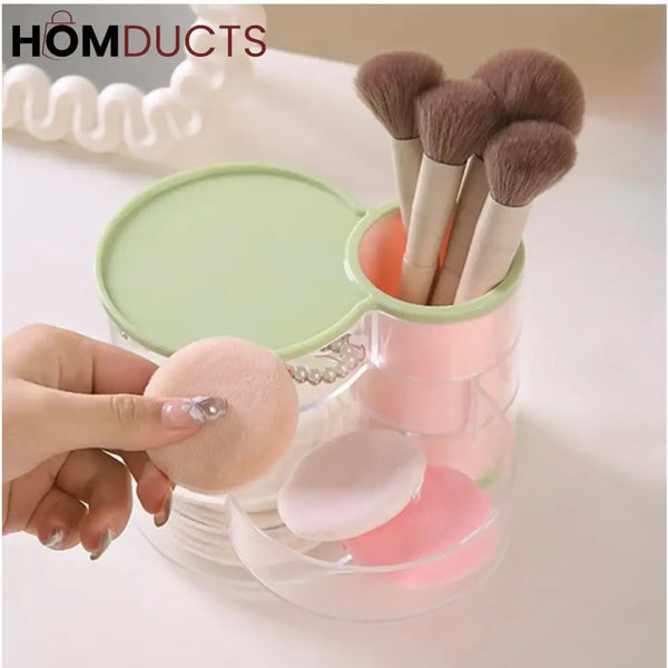 Pastel Rotating Makeup Organizer with Brush Holder