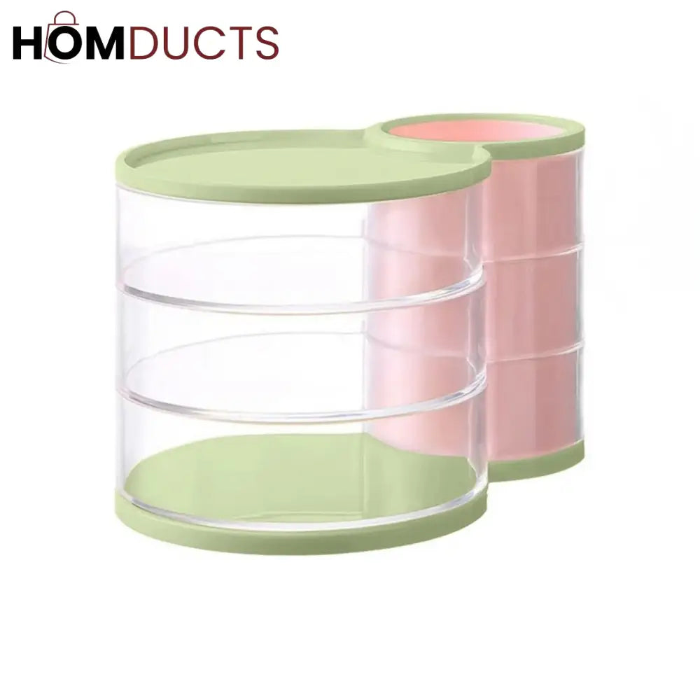 Pastel Rotating Makeup Organizer with Brush Holder